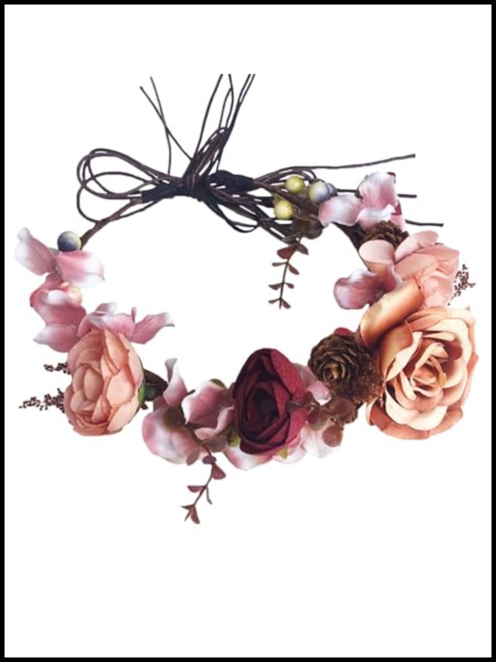 Handmade Fabric Flower Crown Woodland Elf Headband for Women Wedding Halloween